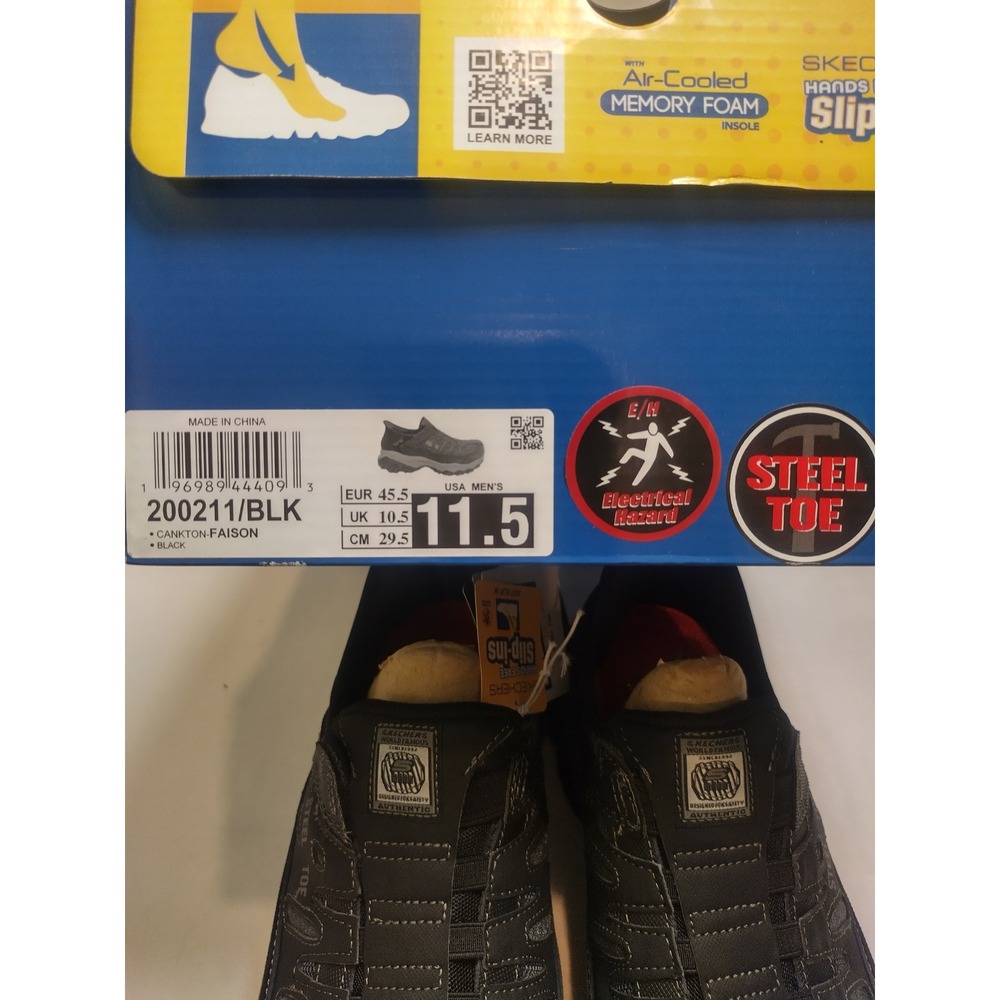 Skechers Hands Free Slip-in Cankton Faison Steel Toe Work Shoe Black 11.5 200211 - Picture 9 of 9